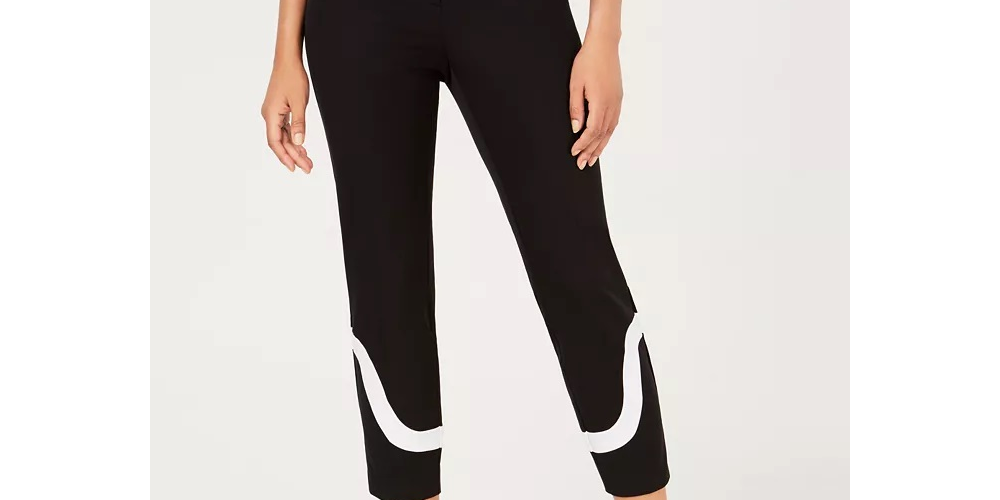 Alfani Women's Petite Colorblocked Ankle Pants Black Size 2 Petite