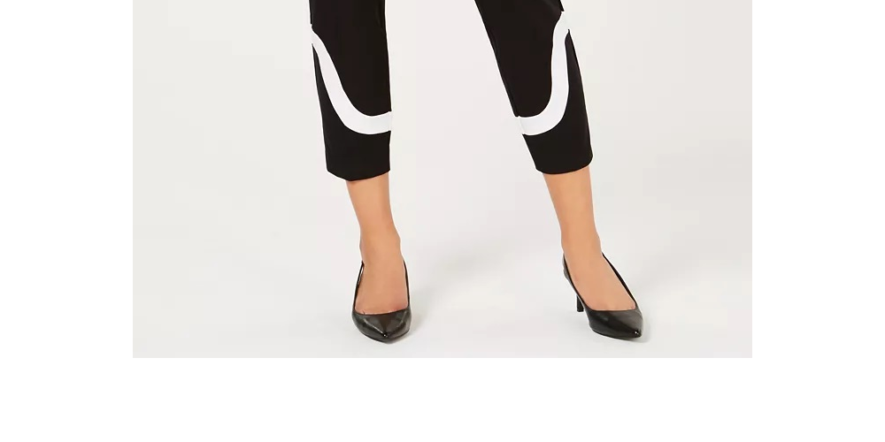 Alfani Women's Petite Colorblocked Ankle Pants Black Size 2 Petite