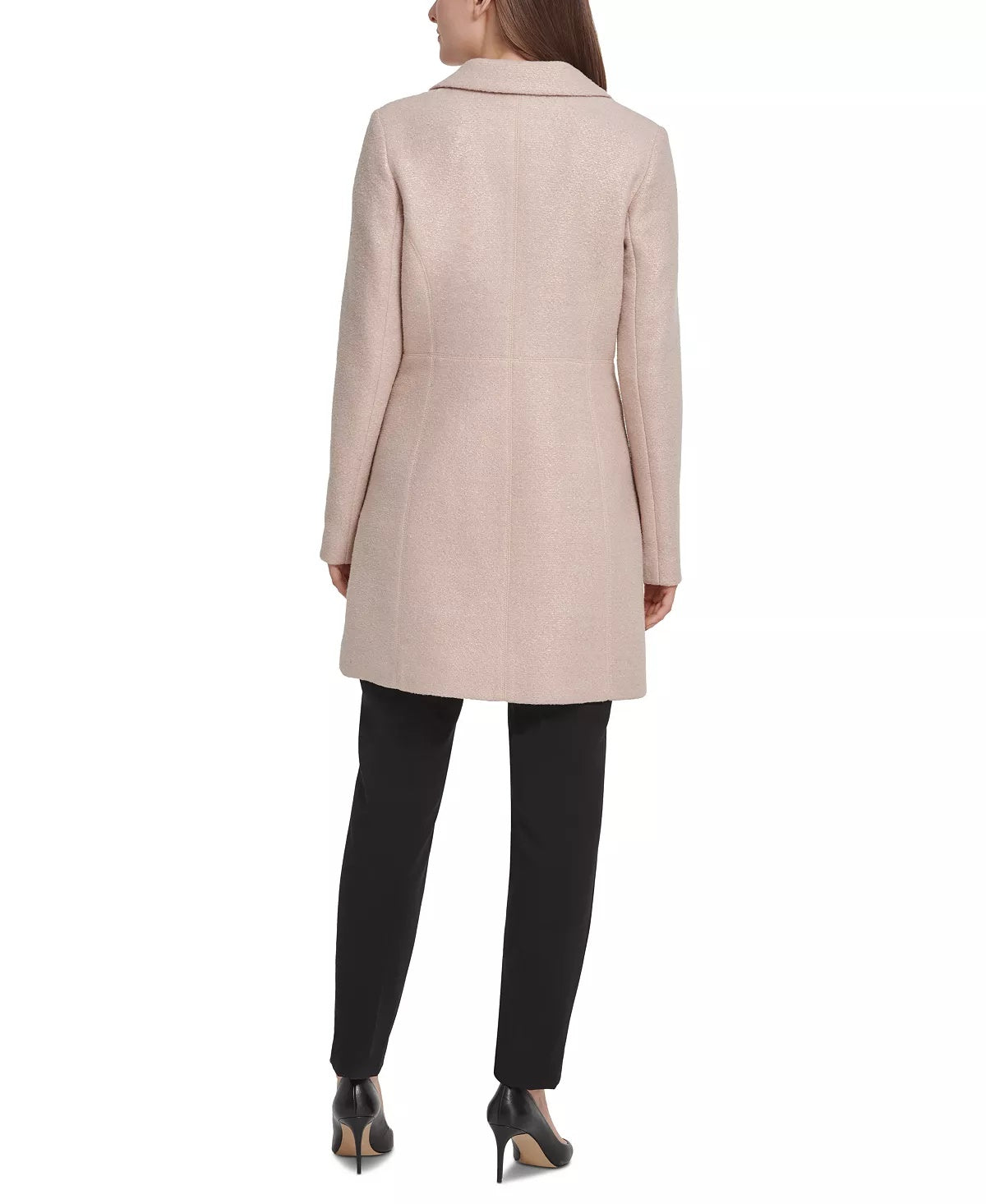 DKNY Women's Opulent Dream Foil Boucle Outerwear Topper Jacket Pink Size 14