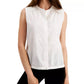 Alfani Women's Solid Sleeveless Jewel Neck Button Up Top White Size Large