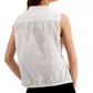Alfani Women's Solid Sleeveless Jewel Neck Button Up Top White Size Large