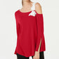 Alfani Women's Petite One-Shoulder Applique Top Red Size Petite S