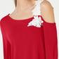 Alfani Women's Petite One-Shoulder Applique Top Red Size Petite S
