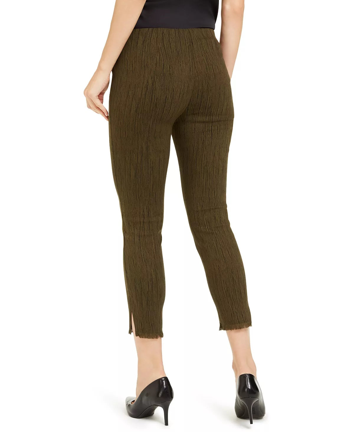 Alfani Women's Fringe Hem Ankle Pants  Green Size 10 Petite