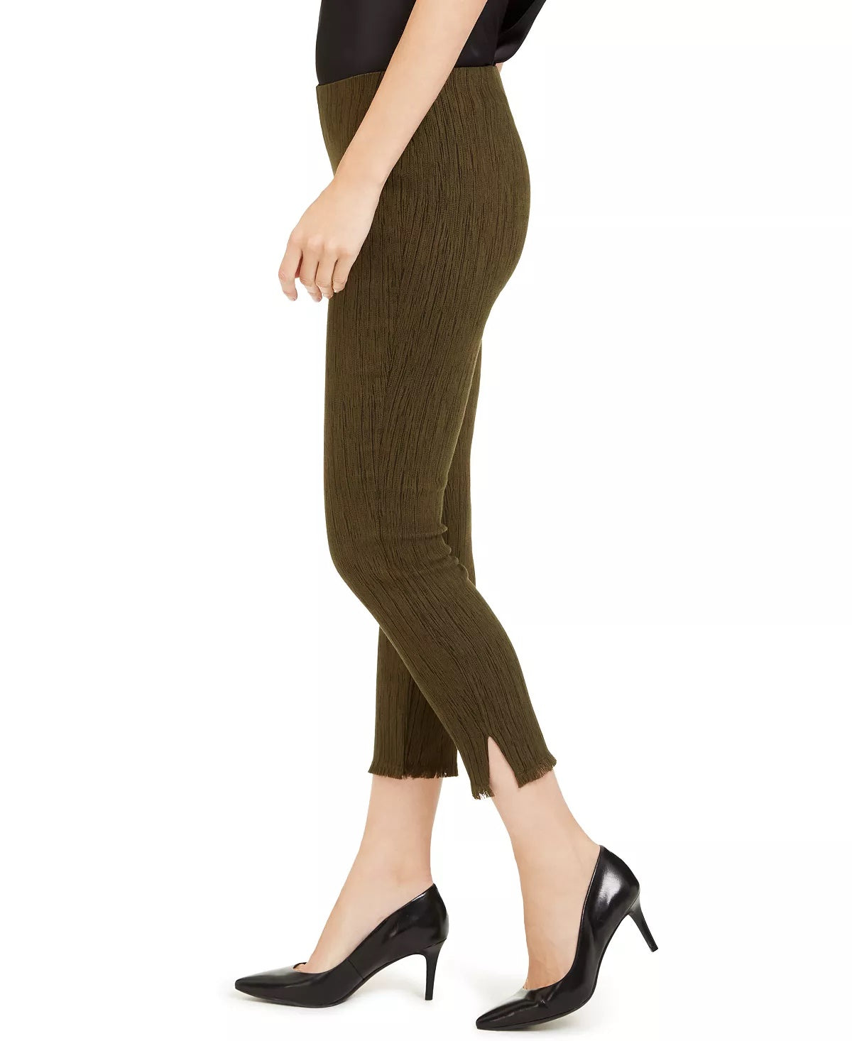 Alfani Women's Fringe Hem Ankle Pants  Green Size 10 Petite