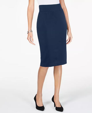 Alfani Women's Petite Wide-Waistband Curvy Scuba Pencil Skirt Black Size 2 Petite