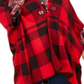 Tommy Hilfiger Women's Plus Plaid Poncho Sleeves Wrap Sweater Red Size XL