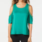 Thalia Sodi Women's Chain-Trim Cold-Shoulder Top Green Size Large