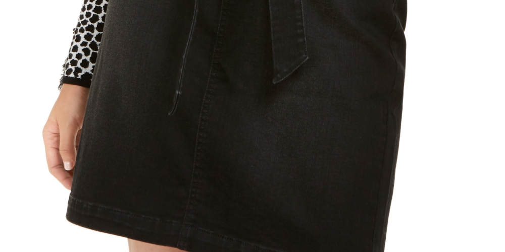 INC International Concepts Women's Paperbag Waist Denim Skirt  Black Size 18