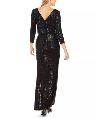 Calvin Klein Women's Sequined Cutout Blouson Gown Black Size 16
