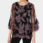 Alfani Women's Embroidered Ruffled Blouse Black Size X-Small