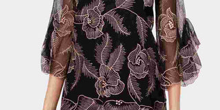 Alfani Women's Embroidered Ruffled Blouse Black Size X-Small