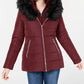 Maralyn & Me Women's Faux Hooded Water Resistant Puffer Winter Jacket Burgundy Size Large