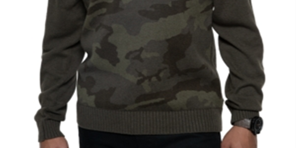 Sean John Men's Shawl Collar Camo Sweater Green Size S