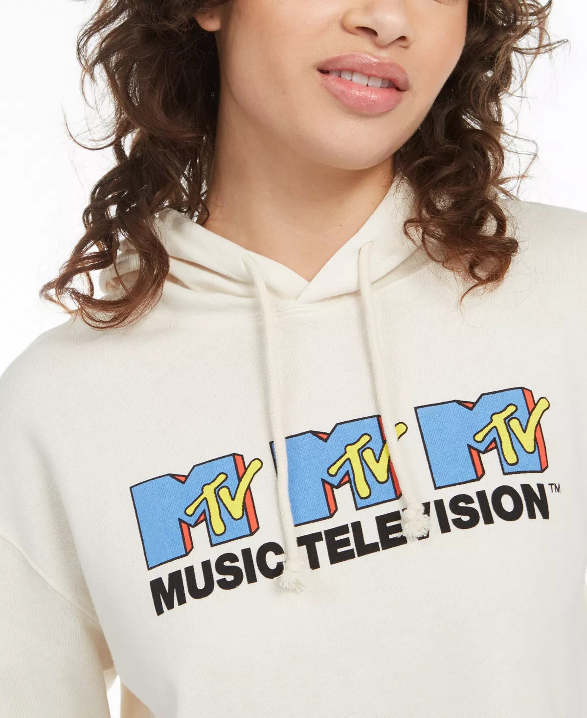 Freeze 24-7 Junior's Mtv Graphic Hoodie Beige Size Medium