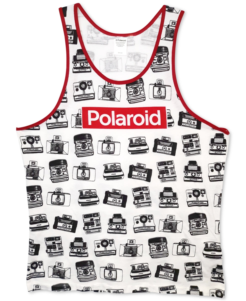 Polaroid Men's Camera Print Tank Top Black Size Medium
