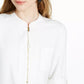 Trina Turk Women's Kaiko Zip-Front Roll-Tab-Sleeve Top White Size Small