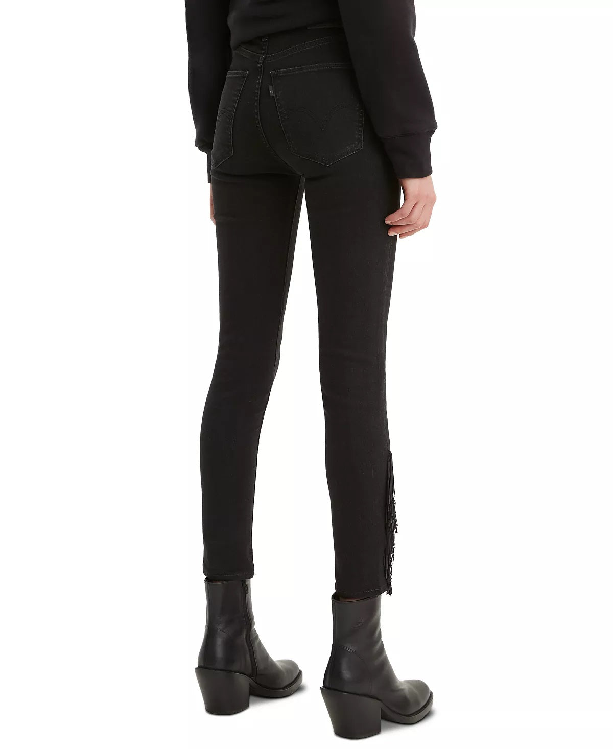 Levi's Women's Mile High Fringed Skinny Ankle Jeans Black Size 32