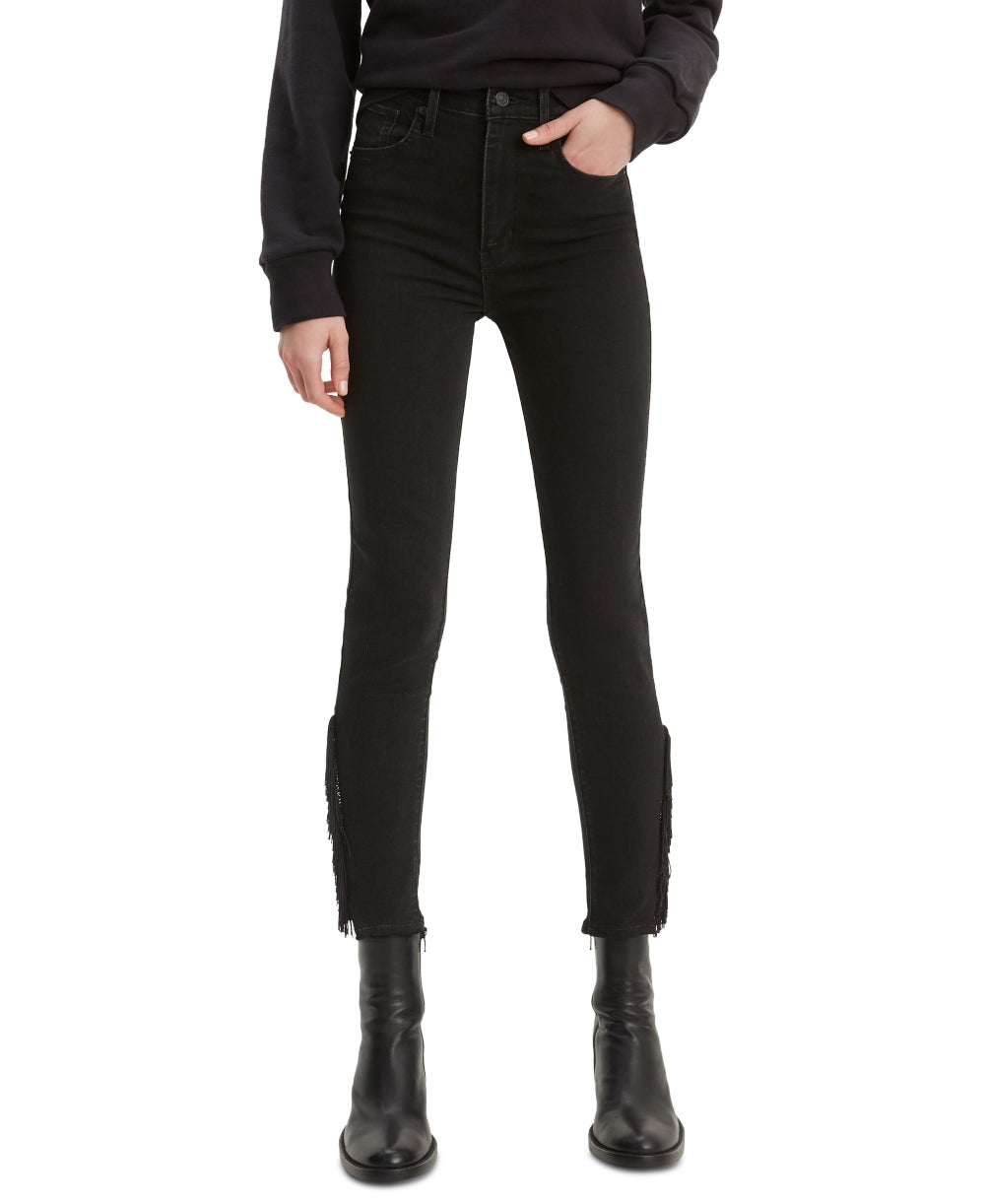 Levi's Women's Mile High Fringed Skinny Ankle Jeans Black Size 30