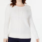 Karen Scott Women's Cable Knit Sweater  White Size Small