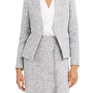 Calvin Klein Women's Tweed Open-Front Blazer Gray Size 8