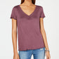 Hippie Rose Junior's Ruched T-Shirt Purple Size Medium