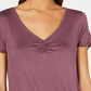 Hippie Rose Junior's Ruched T-Shirt Purple Size Medium