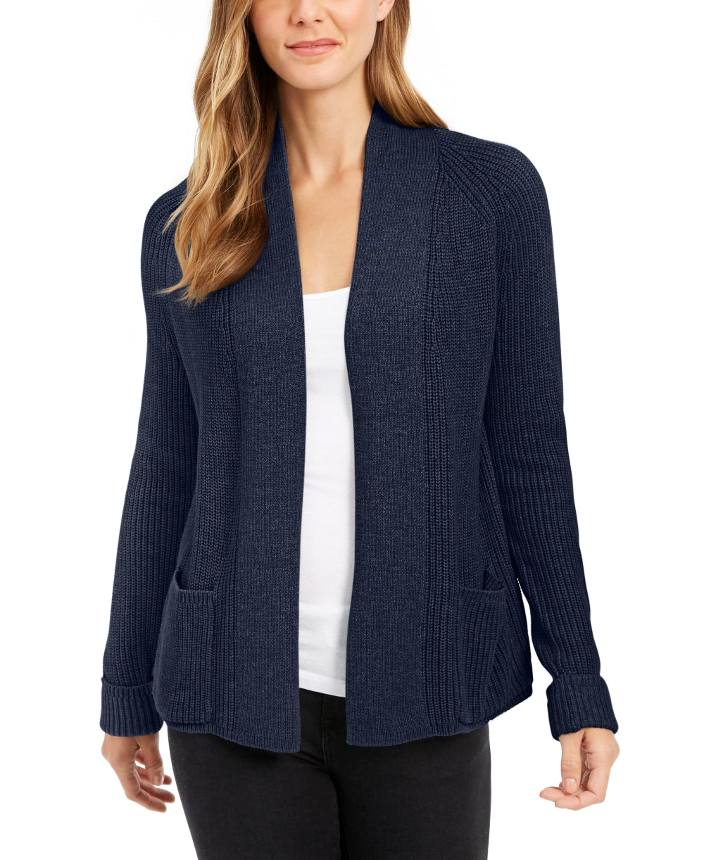Charter Club Women's Petite Cotton Cropped Cardigan Navy Size Petite S