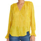 Rachel Roy Women's Lulu Shirred Floral Blouse Yellow Size Small
