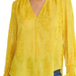 Rachel Roy Women's Lulu Shirred Floral Blouse Yellow Size Small
