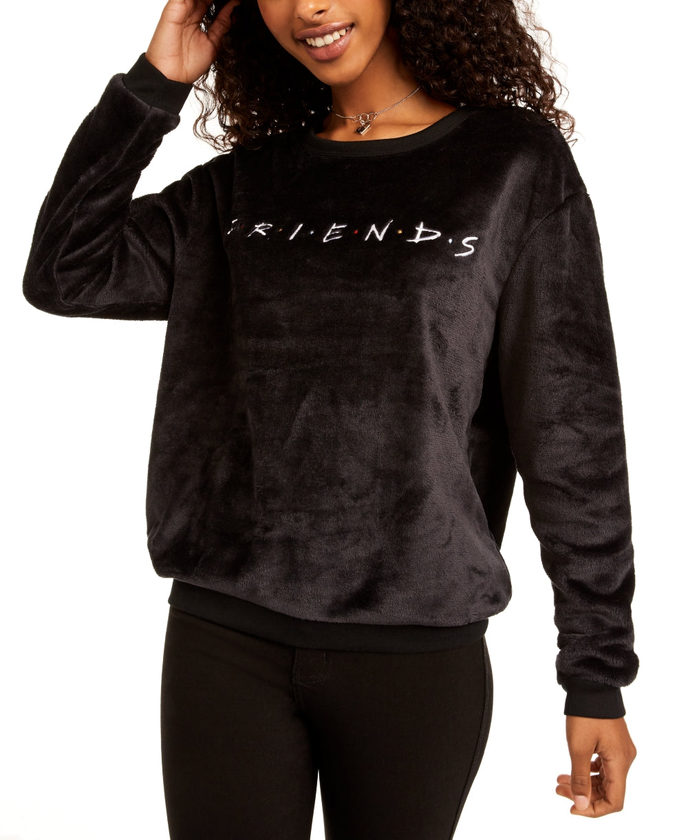 Love Tribe Junior's Friends Plush Sweatshirt Black Size X-Small