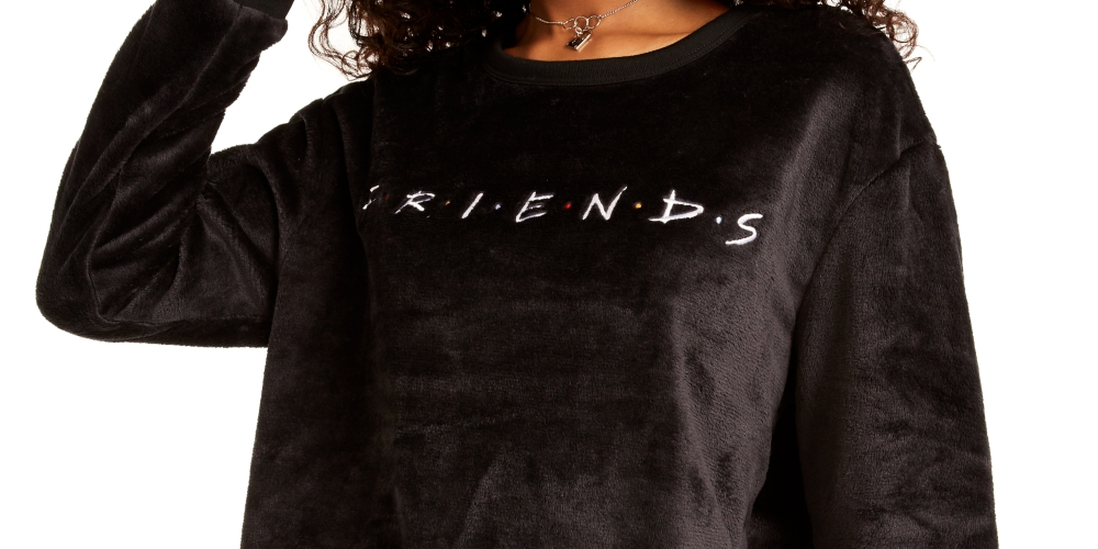 Love Tribe Junior's Friends Plush Sweatshirt Black Size X-Small