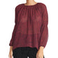 Rachel Roy Women's Lola Printed Shirred Sleeve Top Red/Black  Size X-Large