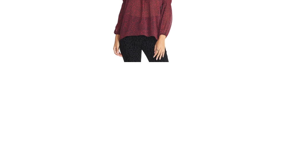 Rachel Roy Women's Lola Printed Shirred Sleeve Top Red/Black  Size X-Large