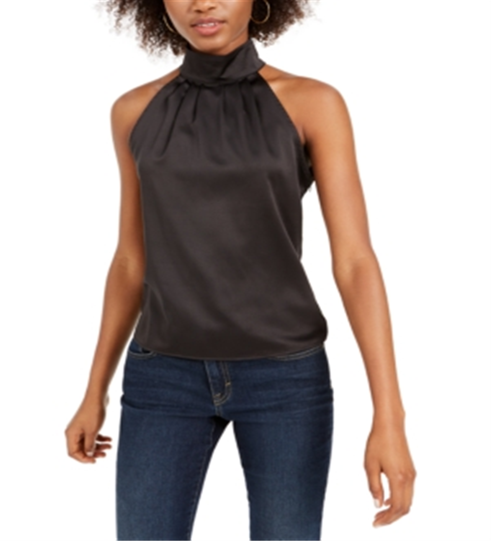 Kendall+Kylie Women's Halter Keyhole Cutout Top Black Size Small