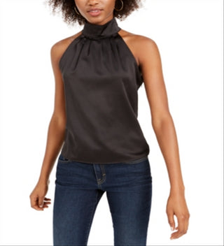 Kendall+Kylie Women's Halter Keyhole Cutout Top Black Size Small