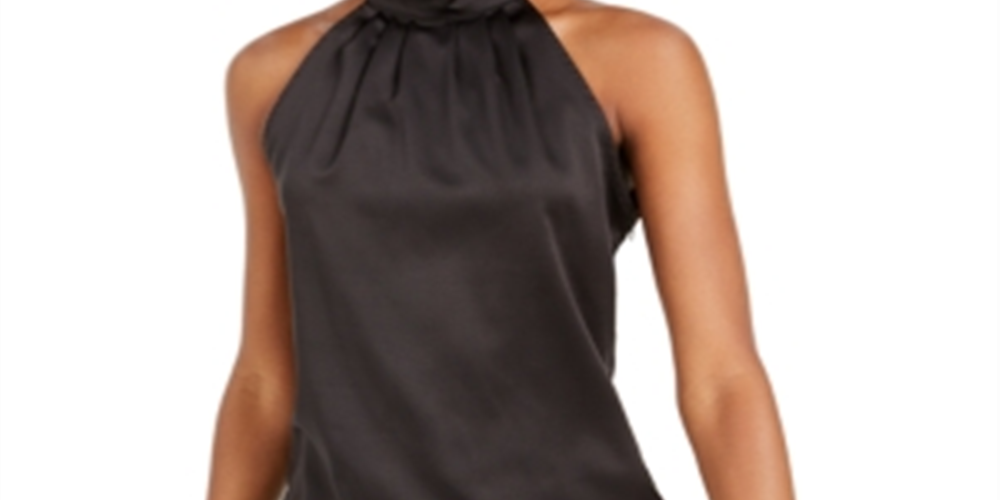 Kendall+Kylie Women's Halter Keyhole Cutout Top Black Size Small