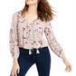 American Rag Junior's Crochet Trim Peasant Top Pink Multi Size XX-Large