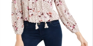 American Rag Junior's Crochet Trim Peasant Top Pink Multi Size XX-Large