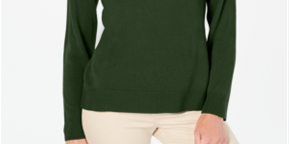 Karen Scott Women's Button Shoulder Sweater Green Size X-Large
