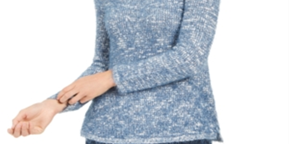 Style & Co Women's Marled Eyelash Sweater Blue Size PP