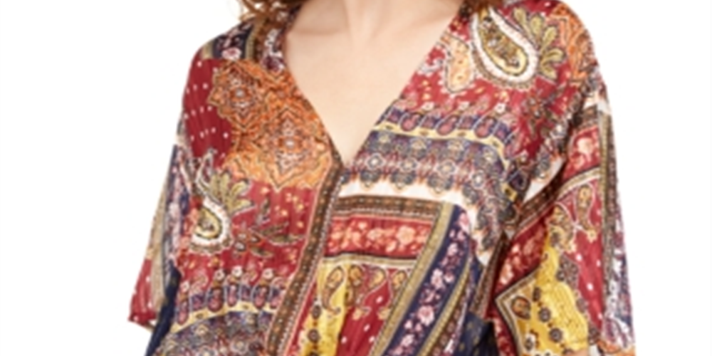 Polly & Esther Junior's Lurex Tie Front Top Red Size Medium