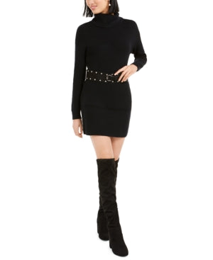Bar III Women's Belted Sweater Dress Black Size X-Small