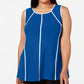 Alfani Women's Piping Hi Low Tank Top Blue Size 0X