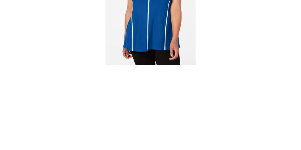 Alfani Women's Piping Hi Low Tank Top Blue Size 0X