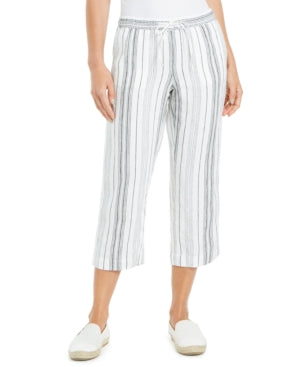 Charter Club Women's Striped Capri Pants White Size X-Small