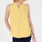 Charter Club Women's Sleeveless Pintuck Blouse Yellow Size Small