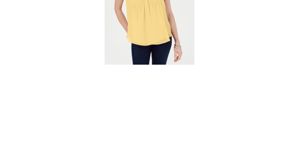 Charter Club Women's Sleeveless Pintuck Blouse Yellow Size Small