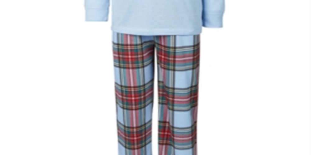 Family Pajamas Women's Matching Kids Mix It Tartan Set Blue Size 8