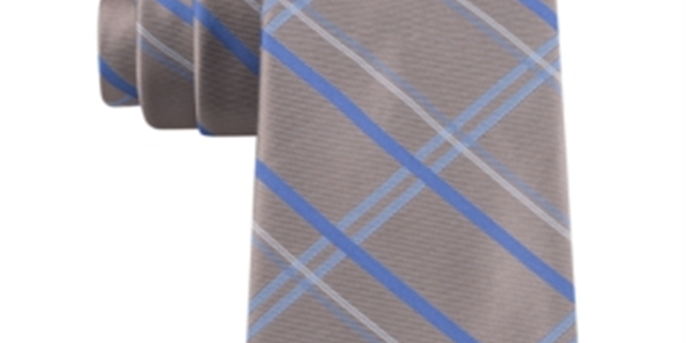 Kenneth Cole Men's Madras Plaid Billy Plaid Silk Slim Neck Tie Gray One Size
